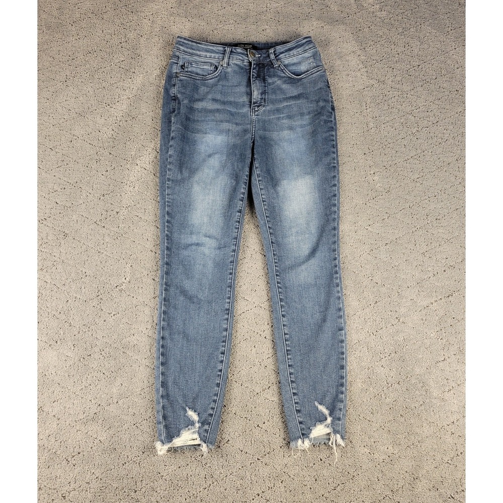 Judy Blue Jeans Womens 9/29 Blue Skinny Fit Raw Hem Medium Wash High Rise Denim